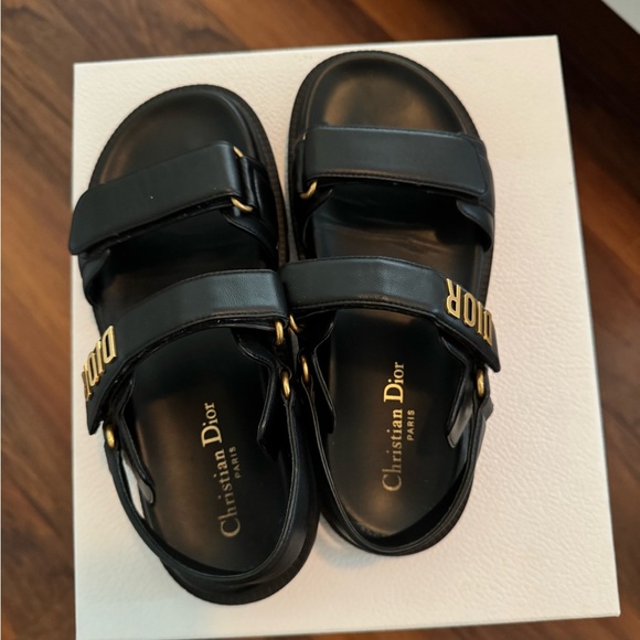 Dior Women Black Sandals with Gold Accents - Picture 2 of 9